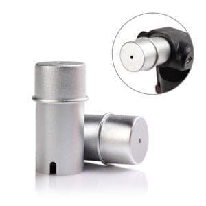 two bulb covers - one standing up and one laying down on a white background with inset circle showing bulb cover on strobe