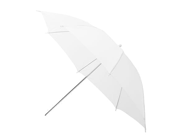 open Translucent Umbrella on white background