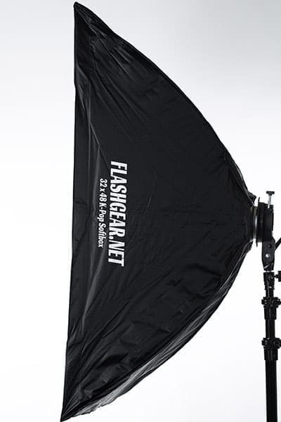 side view of rectangular softbox on stand