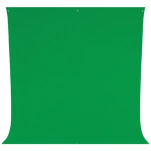 Chroma green backdrop sweep with 3 grommets on top and 3 grommets on bottom on white background